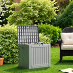 Flamaker Resin Deck Box 40 Gallon Waterproof Outdoor Indoor Storage Box Imitation Wood Resin for Patio Furniture Garden Tools and Pool (Gray) - Image 3