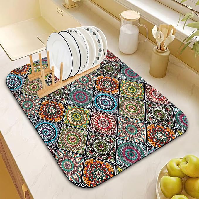 Dish Drying Mat for Kitchen Counter 16x18 Inch, Super Absorbent Dish Drainer Mat - Image 2