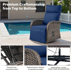Belord 7 Piece Patio Furniture Set with 4 Swivel Recliner Chairs and 3 Side Tables, Dual-Adjust Wicker Chaise Lounge Chairs for Outdoor Patio Conversation, All-Weather Brown Rattan - Image 5