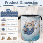 Cute Cat Laundry Basket, Foldable Oxford Cloth Sea Turtle Fish Coral Laundry - Image 2