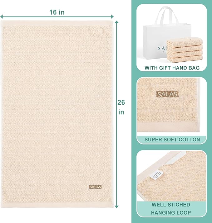 SALAS Kitchen Dish Towels, Bulk Cotton Kitchen Hand Towels, 390 GMS Plaid Dish - Image 2