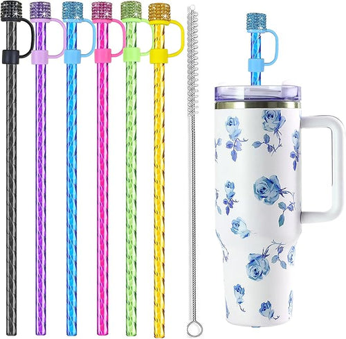 12 Pack Replacement Swirl Straws and Diamond Straw Cover by Unknown