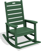 SERWALL Outdoor Rocking Chair, Oversized Rocking Chair with Footrest for Adults, HDPE All Weather Resistant Rocking Chairs for Patio, 350lbs Weight Capacity, Green by SERWALL