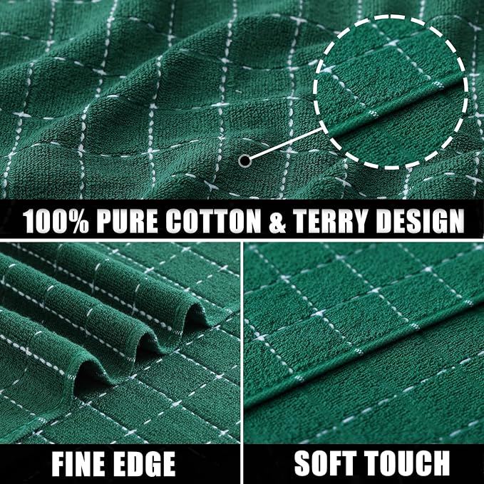 Mordimy 100% Cotton Terry Cloth Dish Cloths, Soft and Absorbent Checkered Dish - Image 2