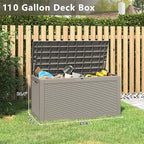 Outdoor Storage Box, Resin Deck Boxes Indoor and outdoor, Waterproof Storage Box Lockable Lid (Grey, 100 Gallon) - Image 2