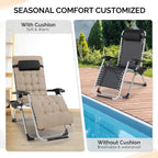 VINGLI Padded Zero Gravity Chair, Lounge Chair with Removable Cushion & Tray， Folding Reclining Patio Chairs， Recliner Chair for Lawn，Indoor Outdoor-Khaki - Image 6