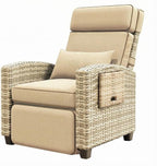 Towallmark Adjustable Rattan Recliner Chair, Patio Lounge Chairs with Cushion, Outdoor Porch Chaise with Flip Up Side Table & Footrest for Porch, Outside Balcony, Deck by Towallmark