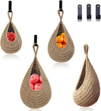 Hanging Fruit Large Basket Set of 3, Boho Wall Hanging Storage Basket by MKOSHUN