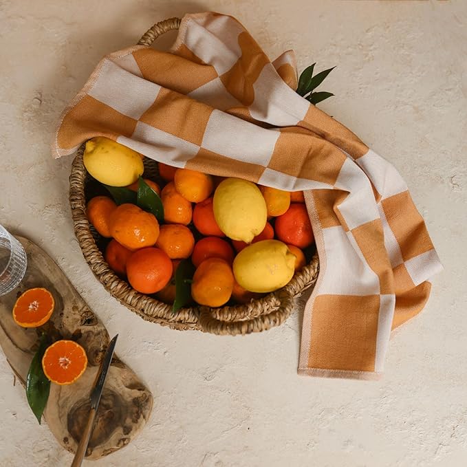 sea me at home Kitchen Towels, French Jacquard 100% Cotton Gingham Check Tea - Image 4
