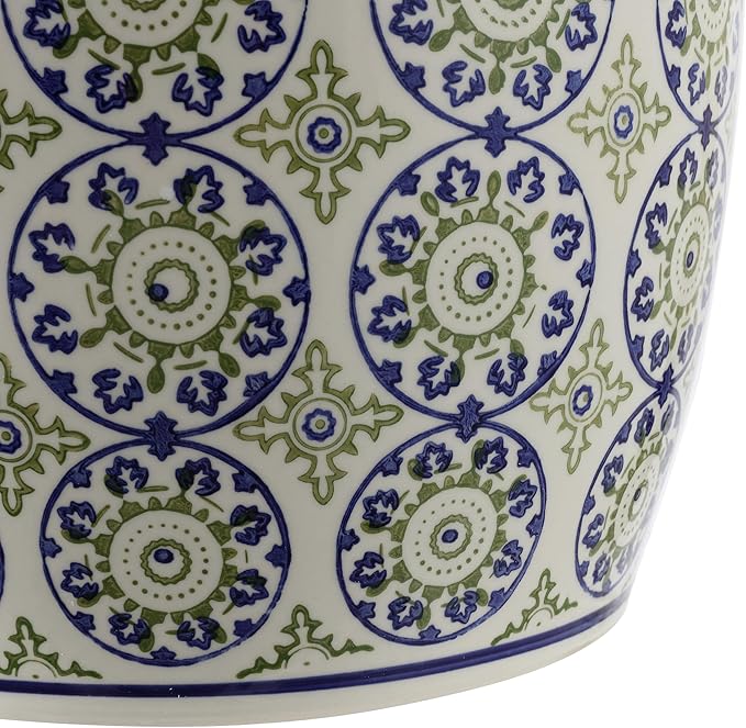 JONATHAN Y TBL1025A Lula 17.25" Suzani Ceramic Indoor/Outdoor Garden Stool, Blue/Green, Classic, Coastal, Bohemian, Traditional, Mediterranean, Cottage for Living Room, Garden, Outdoor, Home - Image 8