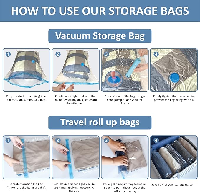 12 Pack Space Saver Bags Compression Storage Bags - Image 6