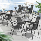 VINGLI PE Rattan Outdoor Dining Chairs Set of 4, Plastic Stackable Patio Chairs for Indoor, Porch, Restaurant, Garden, Black - Image 8