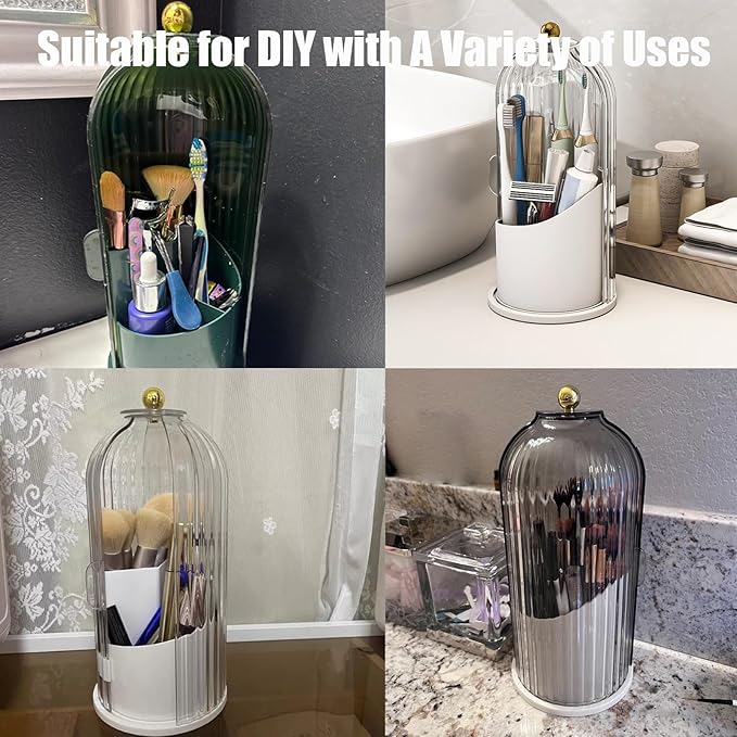 Concealed Toothbrush Holder, Rotating Bathroom Organizer Countertop, Toothbrush - Image 5