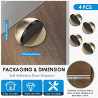 4 Pcs Self Adhesive Door Stoppers, Stainless Steel Floor Door Stop Wall - Image 2