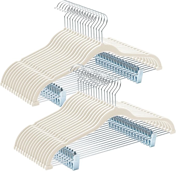 HOUSE DAY Velvet Hangers with Adjustable Clips 30 Pack, Non-Slip Suit Organizer by HOUSEDAY