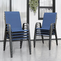 Patio Chairs Set of 8, Stackable Outdoor Dining Chairs for All Weather Textilene Fabric & Metal Frame, Outdoor Chairs Set for Backyard Deck Garden by Vimstora