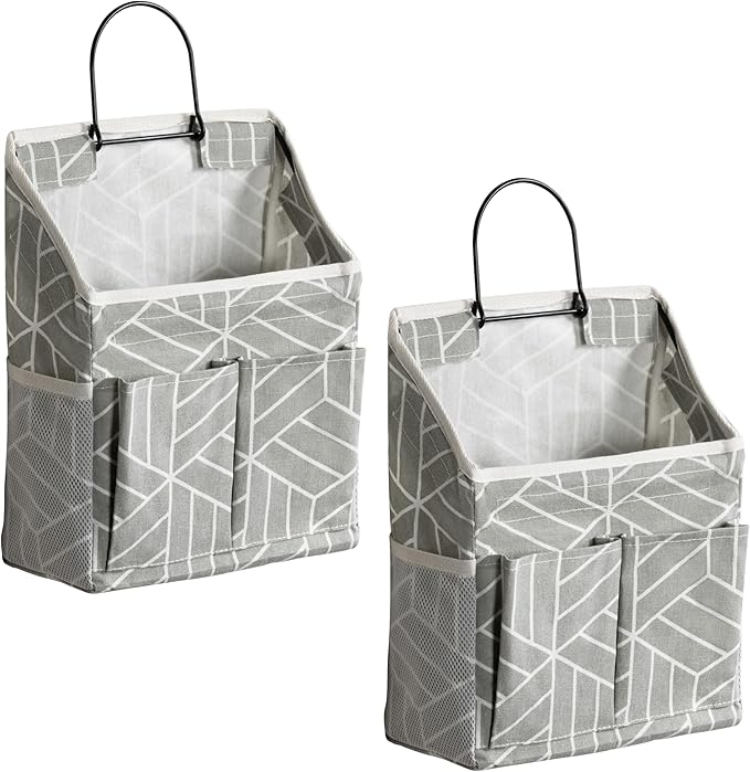 2pcs Wall Hanging Storage Bag, Small Door Closet Linen Fabric Pockets Organizer by HZZTYBRNY