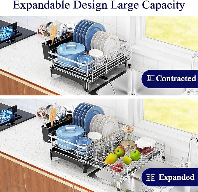 Large Dish Drying Rack, Extendable Dish Rack - Image 3