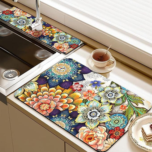 19.5" x 12" Dish Drying Mat & 24" x 5.5" Sink Splash Guard, Super Absorbent by BathtubMat