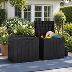 Greesum 31 Gallon Deck Box for Outside, All Weather Outdoor Storage Boxes for Patio Furniture Set, Package Delivery Box, Garden Tools, Black(Set of 2) - Image 3