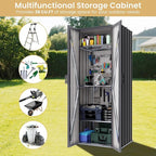 Greesum Outdoor Metal Storage Cabinet, 69'' Lockable Tall Shed, Vertical Tool Organizer with 2 Adjustable Shelves, for Garage, Patio, Backyard, Home & Lawn, Black - Image 4