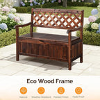 VINGLI Outdoor Storage Bench, Large Wood Deck Box with Seating, Weatherproof Outdoor Bench with Storage Loveseat, 2-Person Wooden Patio Bench for Entryway, Backyard, Garden - Image 5
