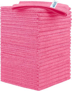 HOMEXCEL Pink Microfiber Cleaning Cloth, 24 Pack Cleaning Towels by HOMEXCEL