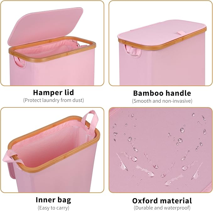 65L Slim Laundry Hamper, Narrow Laundry Basket - Image 4