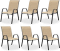 Patio Dining Chair Set of 6, Outdoor Stackable Dining Chairs High Back for All Weather, Patio Furniture for Backyard, Porch, Garden, Pool Deck (Brown) by VonzoyHome