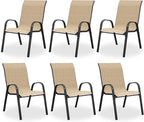 Patio Dining Chair Set of 6, Outdoor Stackable Dining Chairs High Back for All Weather, Patio Furniture for Backyard, Porch, Garden, Pool Deck (Brown) by VonzoyHome