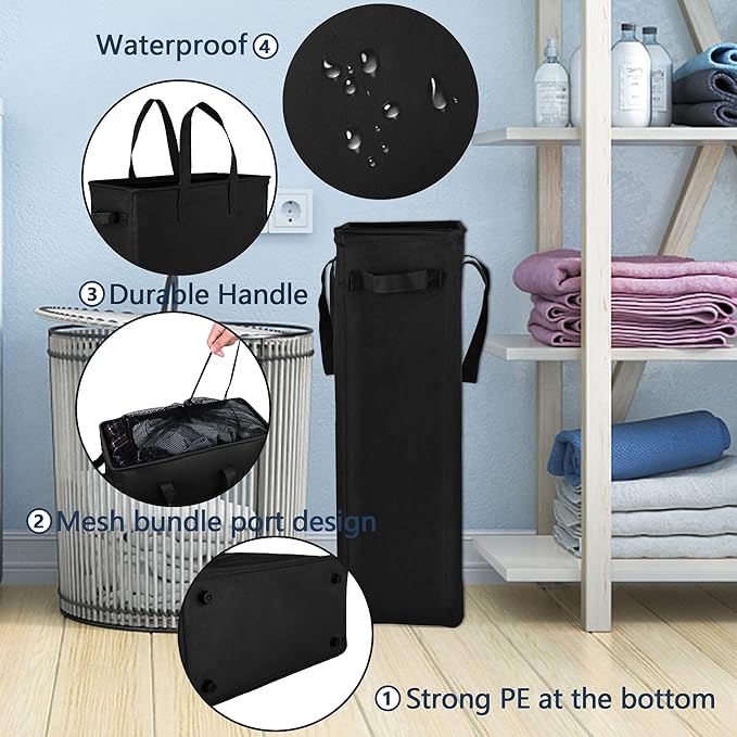 Odonata Slim Laundry Hamper Handles Collapsible Laundry Basket Thin Dirty - Image 5