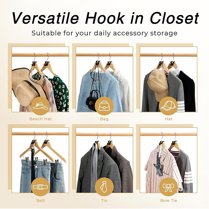 HOUSE DAY Space Saving Hanger Hooks 60 Pack, Heavy Duty Hanger Hooks Space Saver - Image 3