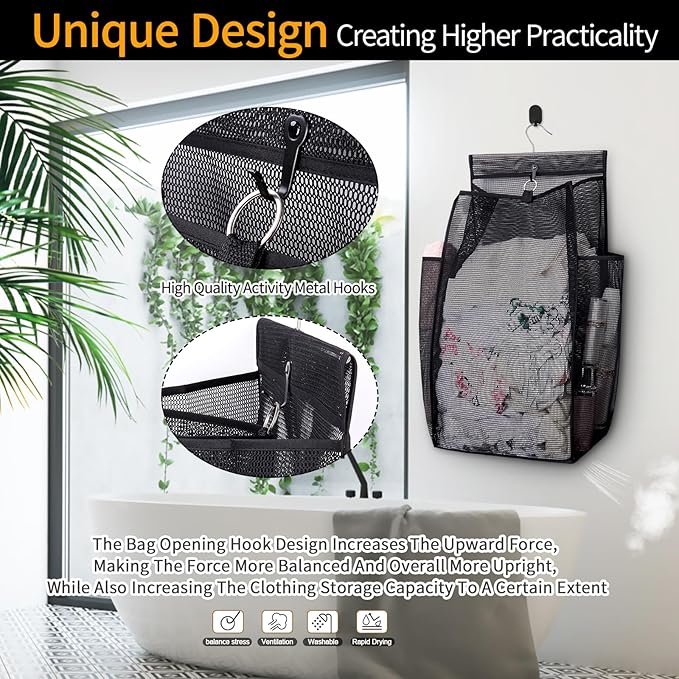 Hanging Collapsible Breathable Mesh Laundry Hamper, Fast Drying Portable Space - Image 5