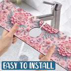 Pink Floral Sink Splash Guard Faucet Mat Flower Butterfly Super Absorbent Fast - Image 5