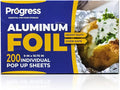 Pop-Up Aluminum Foil Wrap Sheets 9 x 10 3/4 Silver 200 per Box by Progress