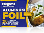 Pop-Up Aluminum Foil Wrap Sheets 9 x 10 3/4 Silver 200 per Box by Progress