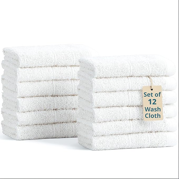 Casa Platino White Washcloths 12 Pack by CasaPlatino