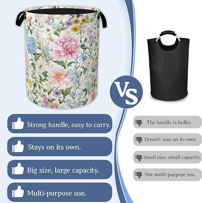 Watercolor Floral Laundry Hamper - Image 3