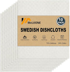 Swedish Dishcloths for Kitchen | 10 Pack Absorbent Cellulose Sponge Cloths by MoLKENE