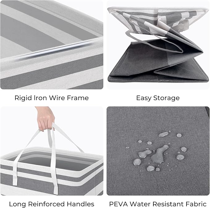 HomeHacks 4-Pack Large Laundry Basket, Waterproof, Freestanding Laundry Hamper - Image 2