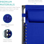 Best Choice Products Folding Zero Gravity Outdoor Recliner Patio Lounge Chair w/Adjustable Canopy Shade, Headrest, Side Accessory Tray, Textilene Mesh - Cobalt Blue - Image 6