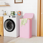 SUOCO Laundry Hamper with Lid, 29 Gal Clothes Basket with Bamboo Handles - Image 4