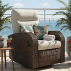 Outdoor Swivel Recliner Chair Set of 2, All-Weather Wicker Reclining Patio Chair with Adjustable Backrest and Footrest by Vakollia