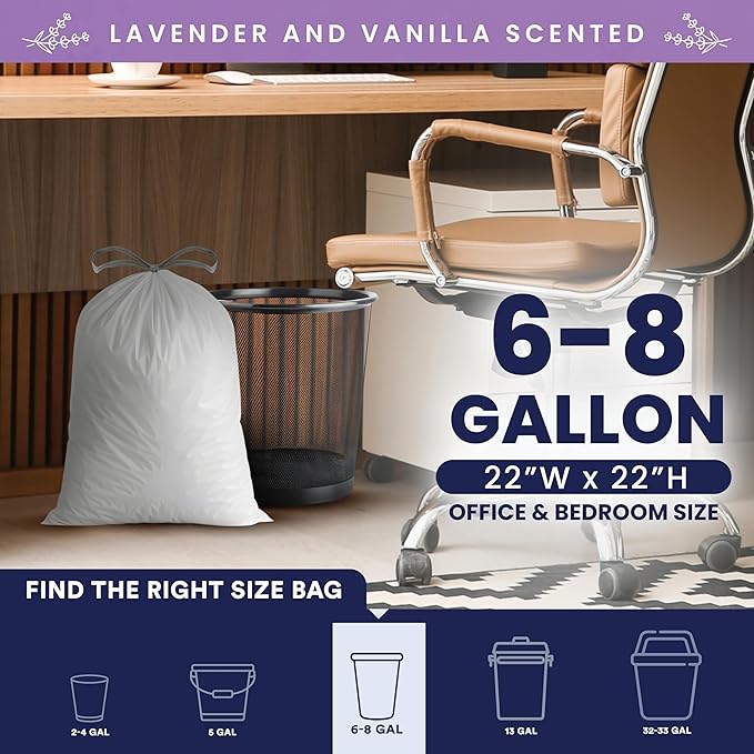 Plasticplace 8 Gallon Trash Bags │ 0.7 Mil │ Lavender and Soft Vanilla Scented - Image 3