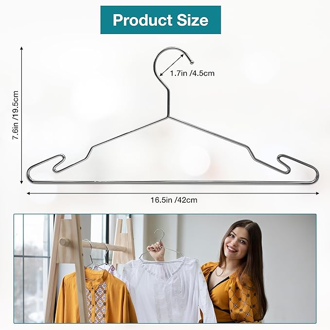 Heavy Duty Metal Hangers with Unique Hook Design Durable & Sturdy Coat Hangers - Image 5