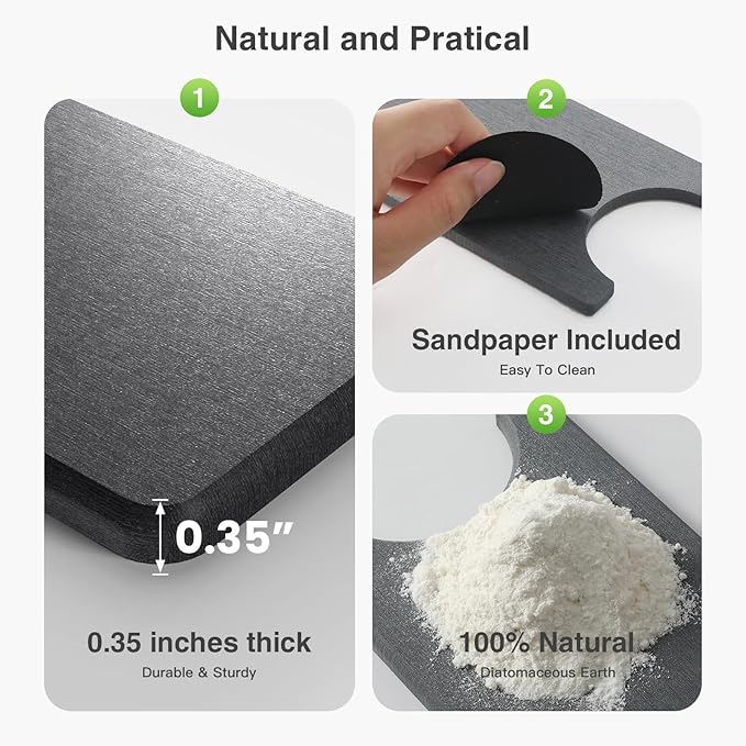 15.8" x 4" Stone Faucet Mat for Kitchen Sink, Quick Drying Diatomite Sink Tray - Image 3