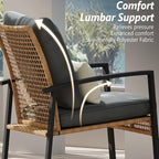 3 Piece Patio Rocking Chairs Set of 2, Outdoor Rocking Chair Bistro Set with Tempered Glass Coffee Table and Thick Lumbar Pillow Set, Front Porch Chairs for Garden, Backyard (Gray Cushion) - Image 3