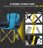 FAIR WIND 2 Pack Heavy Duty Camping Chair, Oversized Padded Folding Chair for Big and Tall (450lbs), Extra Wide Seat with Integrated Cooler & Storage Pocket, Adjustable Lumbar Support for Outdoor - Image 9