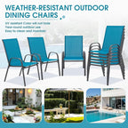 Outdoor Stackable Chairs Set of 8, Stacking Patio Chairs with Textilene Fabric, Outside Furniture for Garden Backyard Balconie Poolside Deck, Blue - Image 6