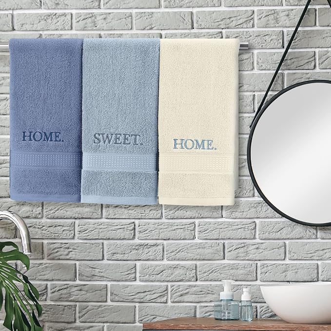 3 Pcs Home Sweet Home Hand Towels Farmhouse Decorative Embroidered Bathroom - Image 3